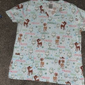 Rudolph the red nose reindeer scrub top